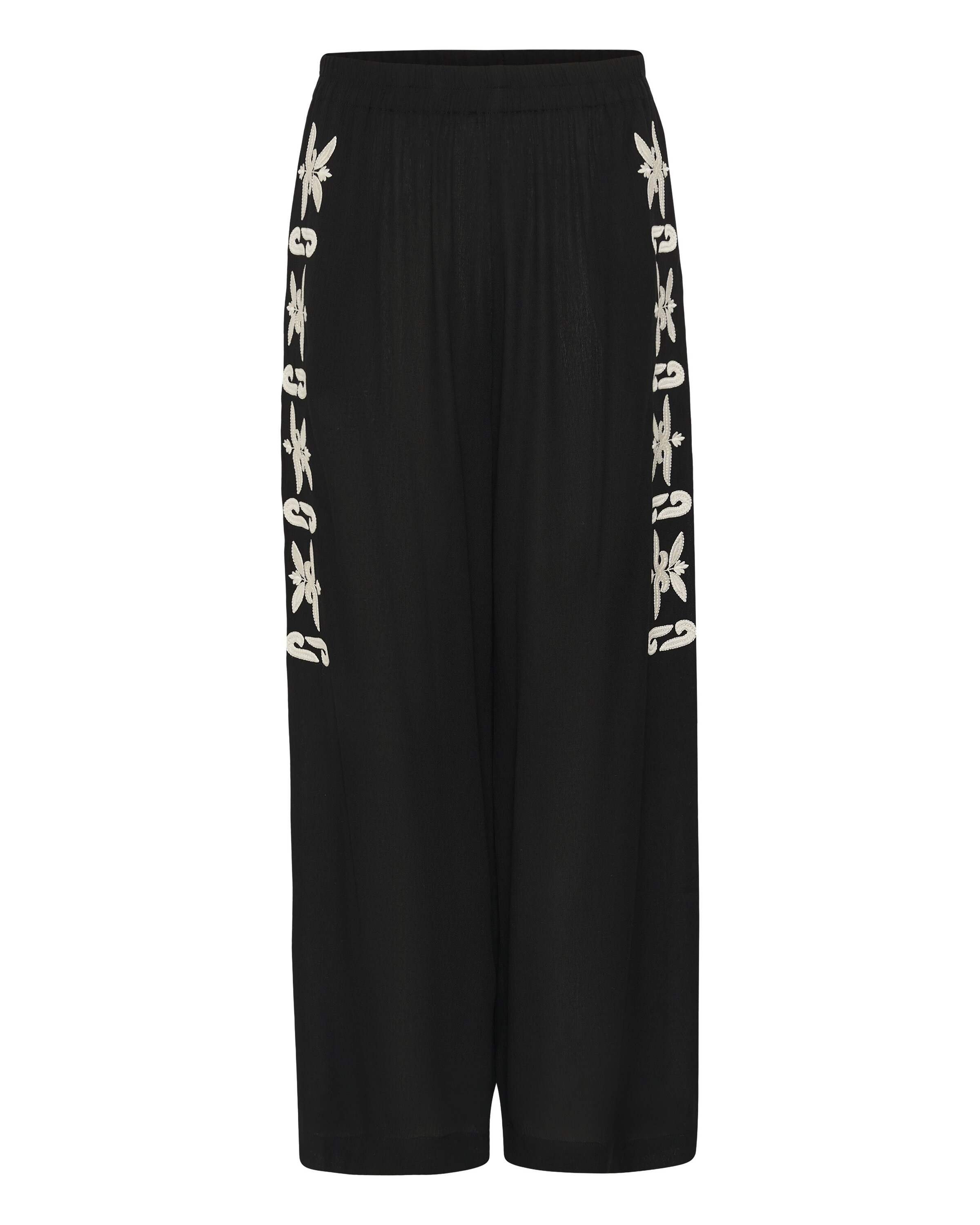 Cream Wide Leg Hose 'Allie' in Schwarz: Vorderseite