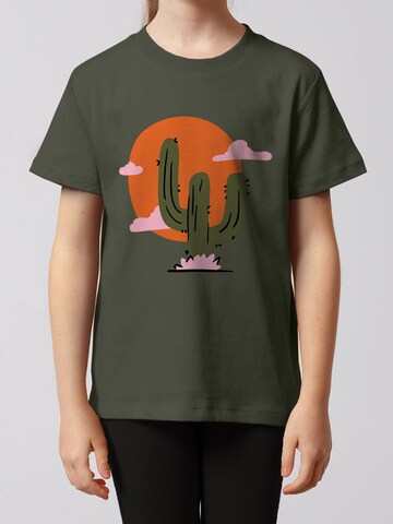 watabout.kids Shirt 'Kaktus im Sonnenuntergang' in Green: front