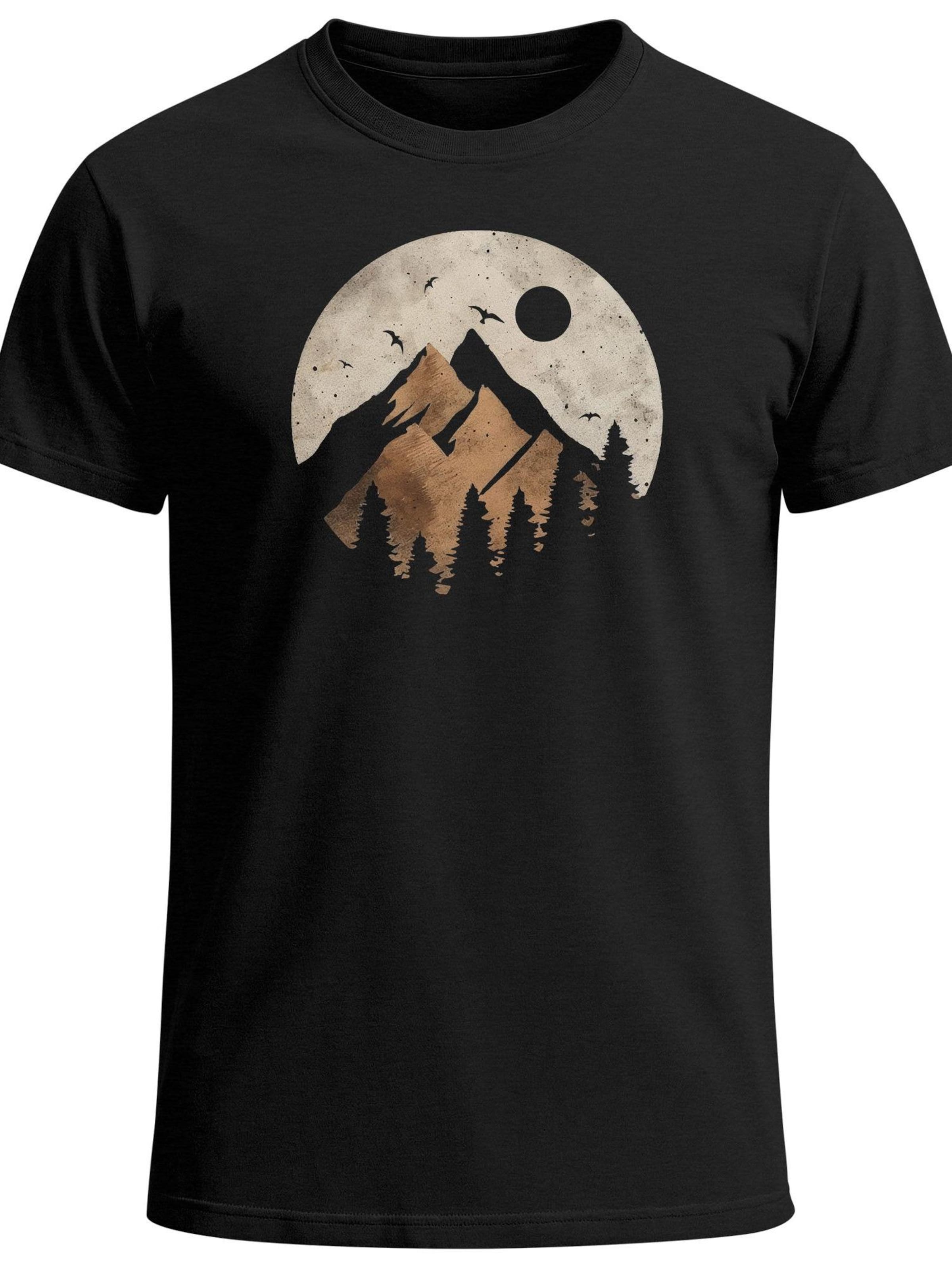 Neverless Shirt 'Mountain Scape' in Black