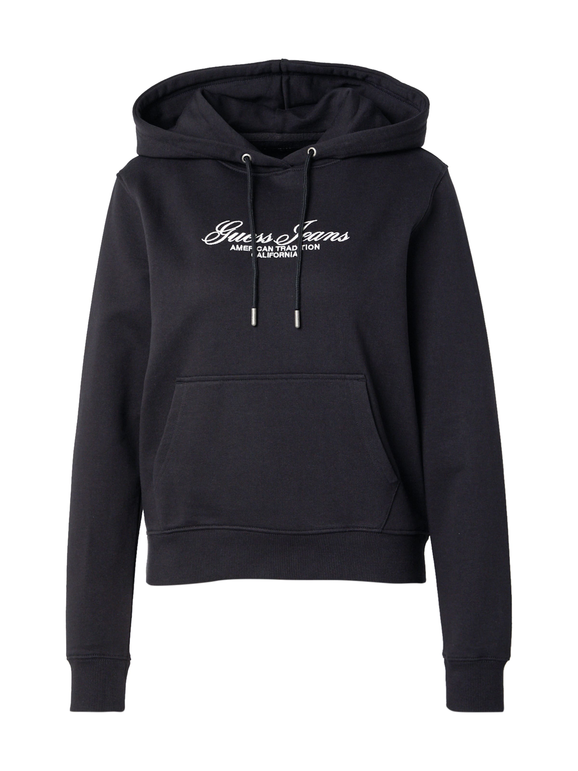 GUESS JEANS Суичър в черно / бяло, Преглед на продукта