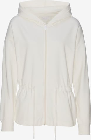 LASCANA Zip-Up Hoodie in Beige: front