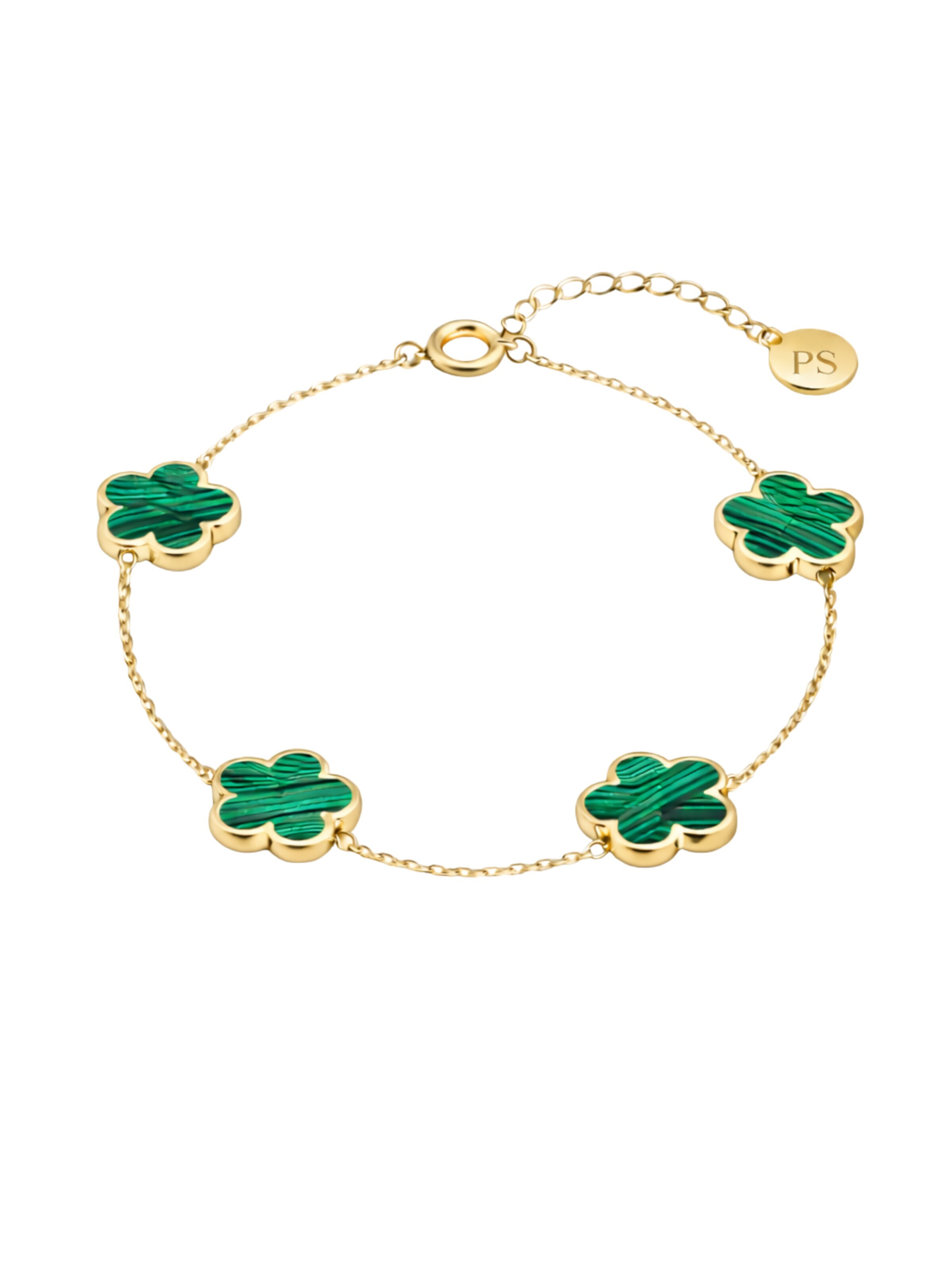 Pure Schmuck Bracelet 'Clover Green' in Gold: front