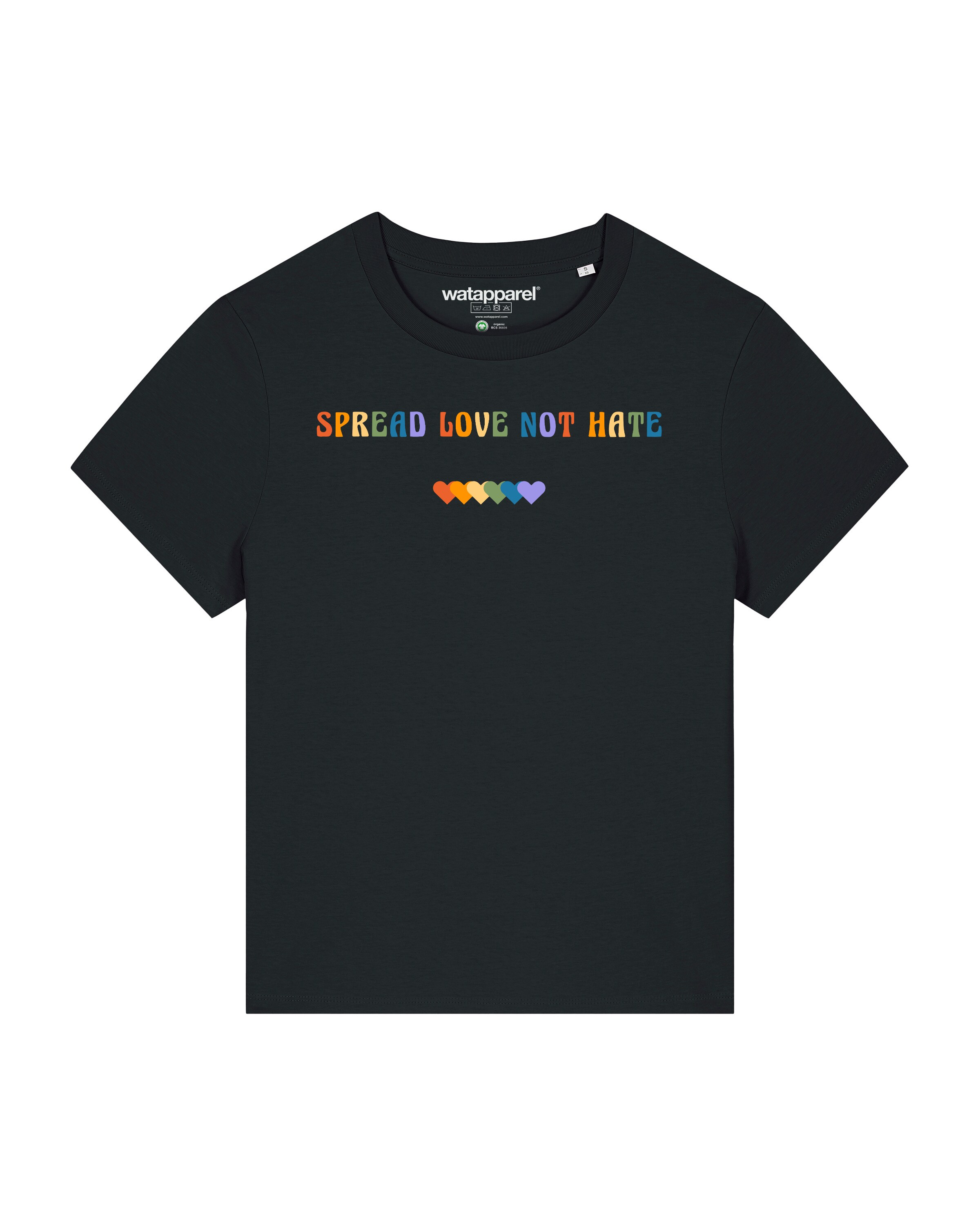 T-shirt ' Spread Love not Hate ' Watapparel en noir : devant