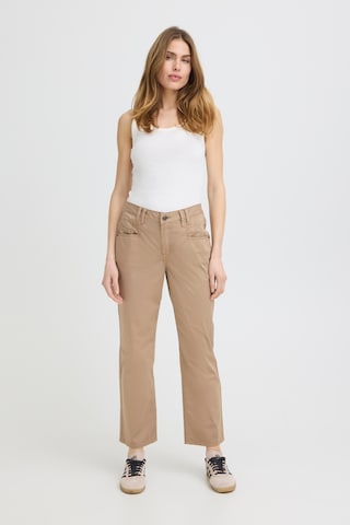 Pulz Regular Broek 'PZEVELYN' in Beige: voorkant