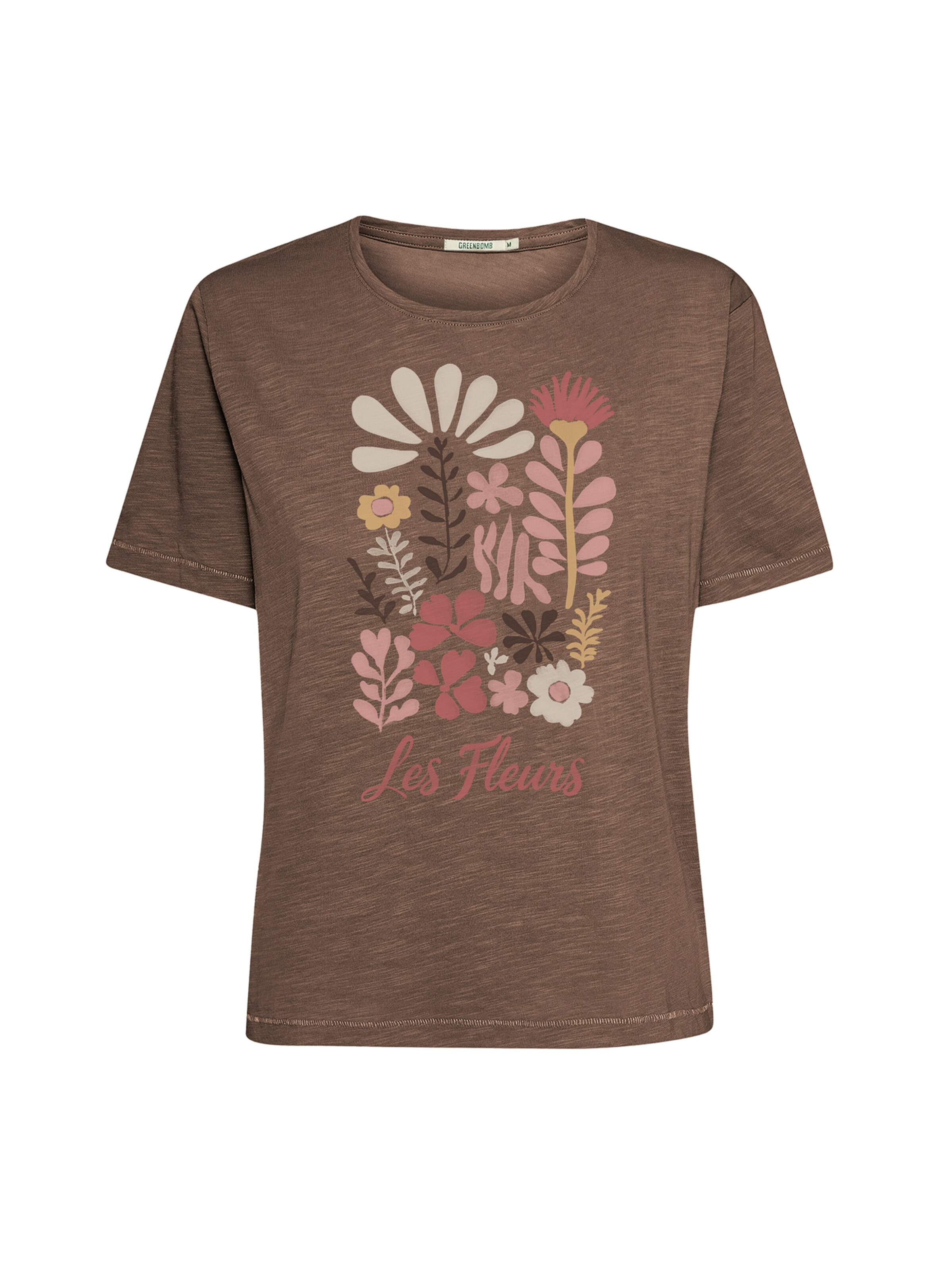 GREENBOMB Shirt ' Nova Les Fleurs ' in Bruin: voorkant