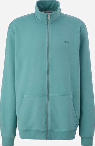 s.Oliver Men Tall Sizes Zip-Up Hoodie in Blue: front