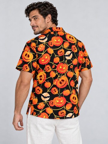 T-Shirt 'Halloween Pumpkin Web' King Kameha en rouge