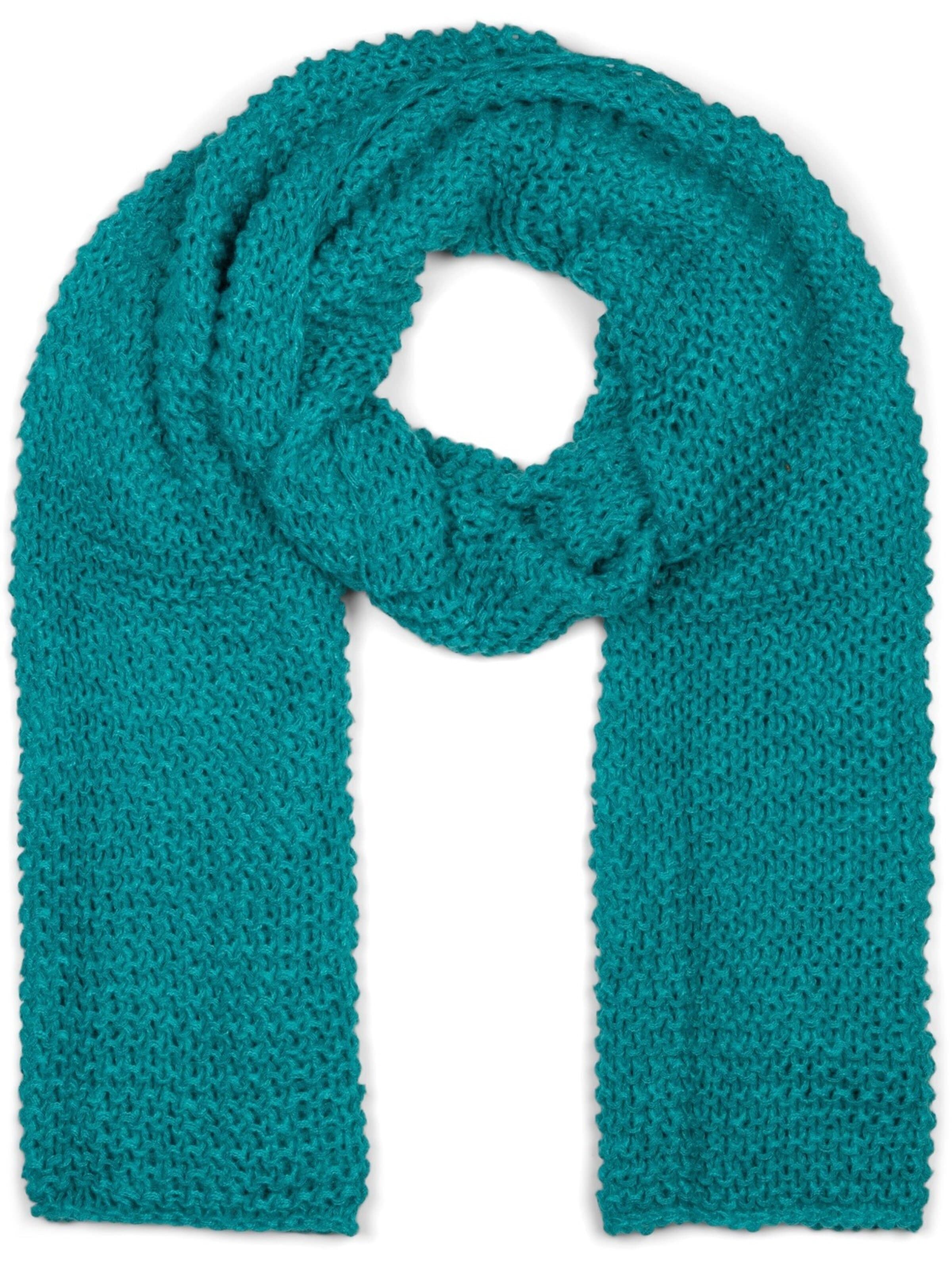styleBREAKER Schal 'Langer Strick Schal mit Wellen Strickmuster'‌‌ in Blau: Vorderseite