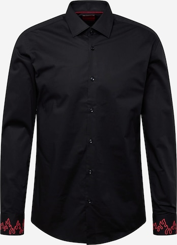 HUGO Red - Regular Fit Camisa 'Kenno' em preto: frente