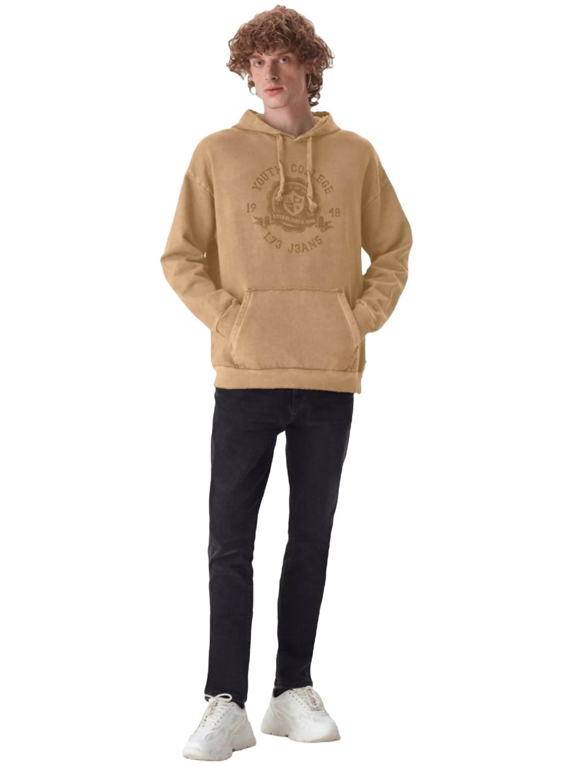 LTB Jeans Sweatshirt 'LTB Jeans Herren-Sweatshirt mit Print'‌‌ in Beige