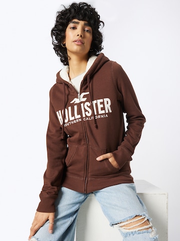 Veste de survêtement HOLLISTER en marron : devant