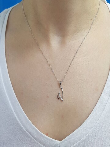 EinStein Diamant Pendant 'Buchstaben Halskette mit Diamanten - V in 14 Karat Weißgold' in White