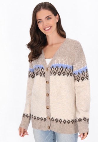 Cardigan oversize usha BLUE LABEL en beige : devant