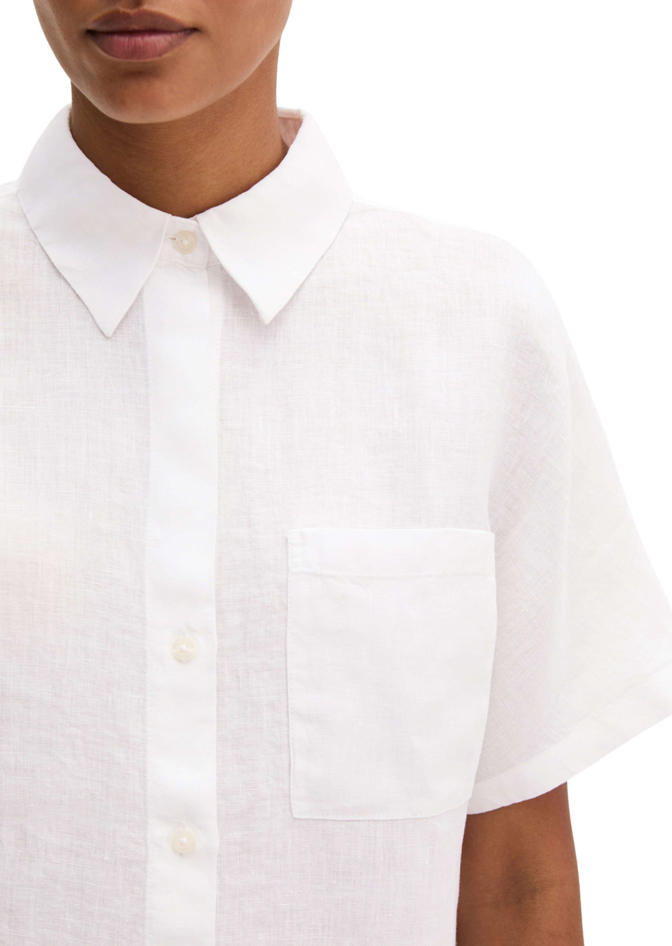 Marc O'Polo Blouse ' mit breiter Kellerfalten im Rücken ' in Wit