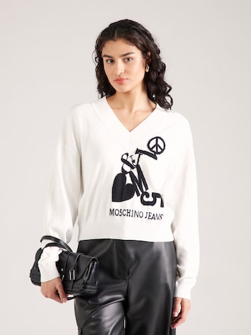 Moschino Jeans Sweater in White: front