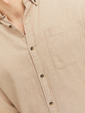 JACK & JONES Slim fit Button Up Shirt 'Classic' in Beige