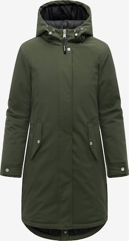 Ragwear Raincoat ' Itiga ' in Green: front