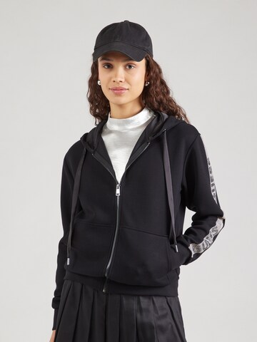 GUESS Zip-Up Hoodie in Black: front