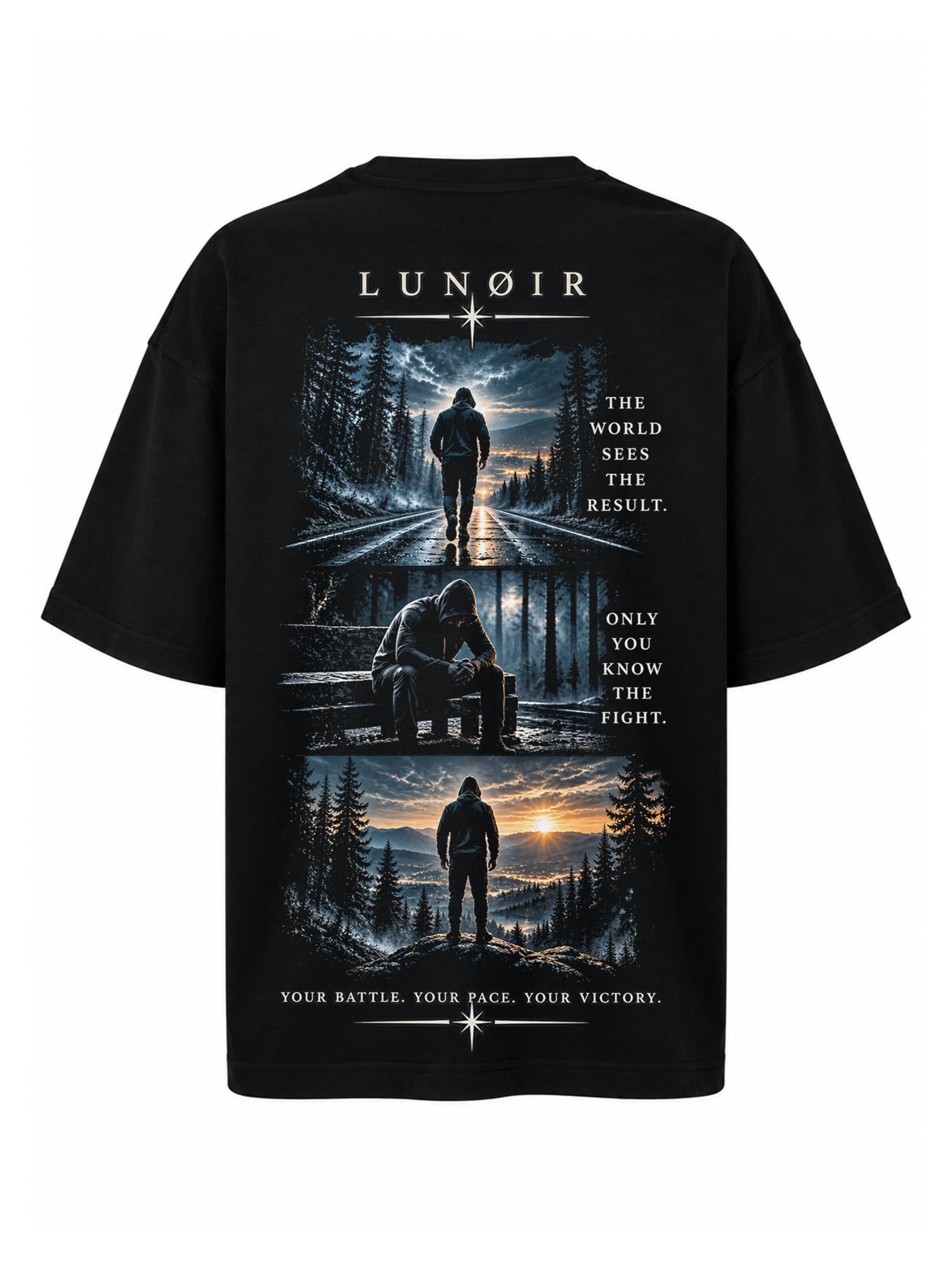 LUNØIR Studio Shirt 'Only You Know the Fight' in Zwart: voorkant