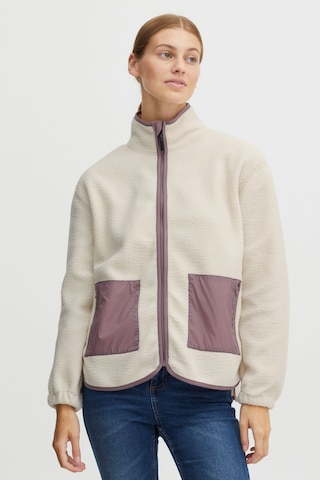 Oxmo Fleece Jacket 'Oxpiper' in Beige: front