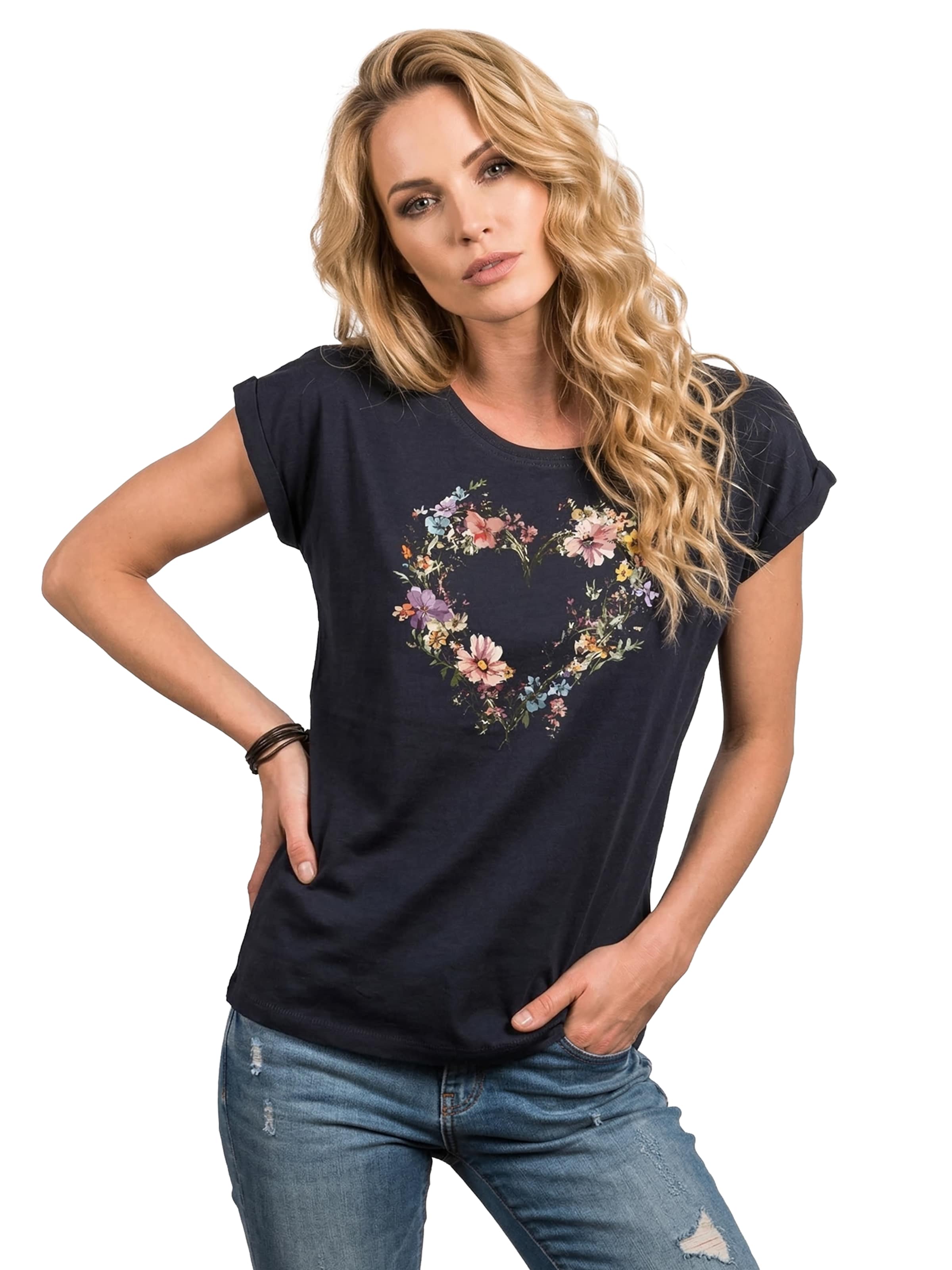 MAKAYA Shirt 'Blumenherz' in Blue: front