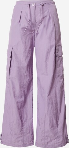 Loosefit Pantalon cargo Tally Weijl en violet : devant