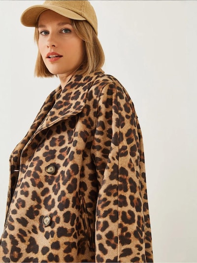 Bianco Lucci Mantel in camel / cognac / schwarz, Produktansicht