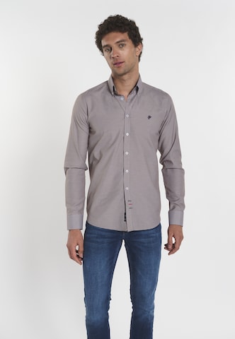 DENIM CULTURE Regular fit Button Up Shirt 'Benjamin' in Brown