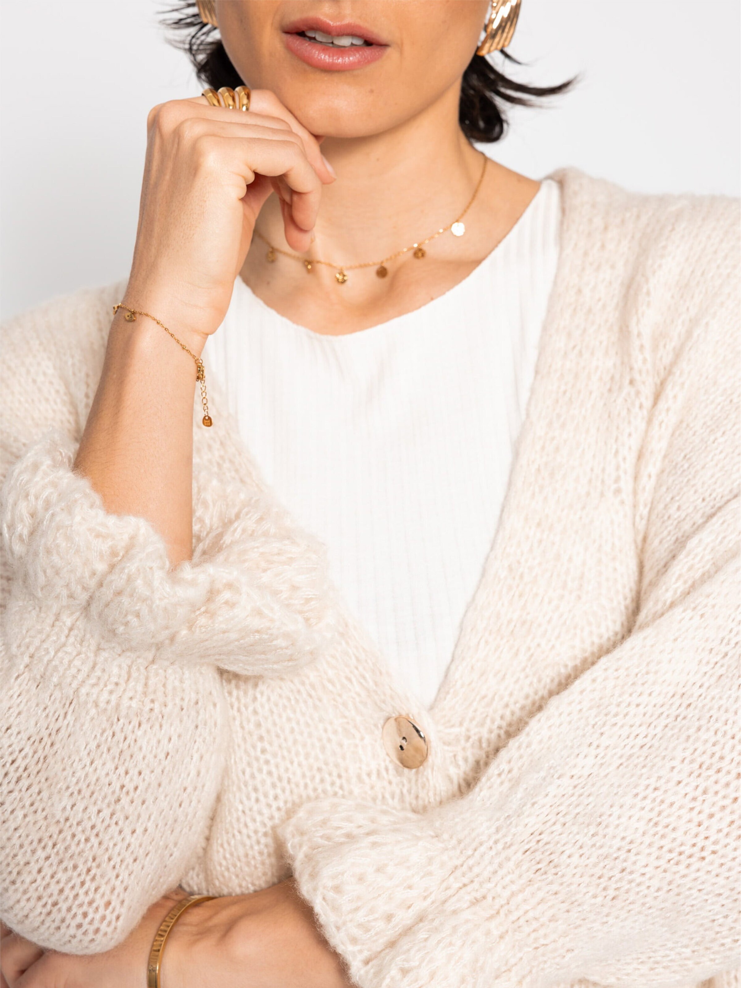 SASSYCLASSY Oversizestrickjacke‌‌‌‌‌ in Beige