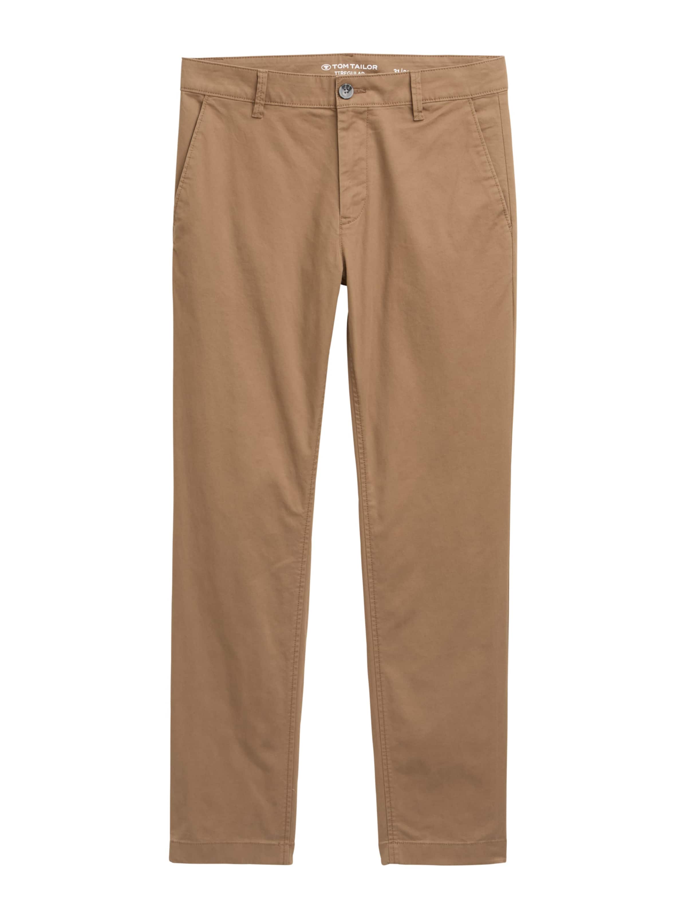 Regular Pantalon chino TOM TAILOR en marron : devant