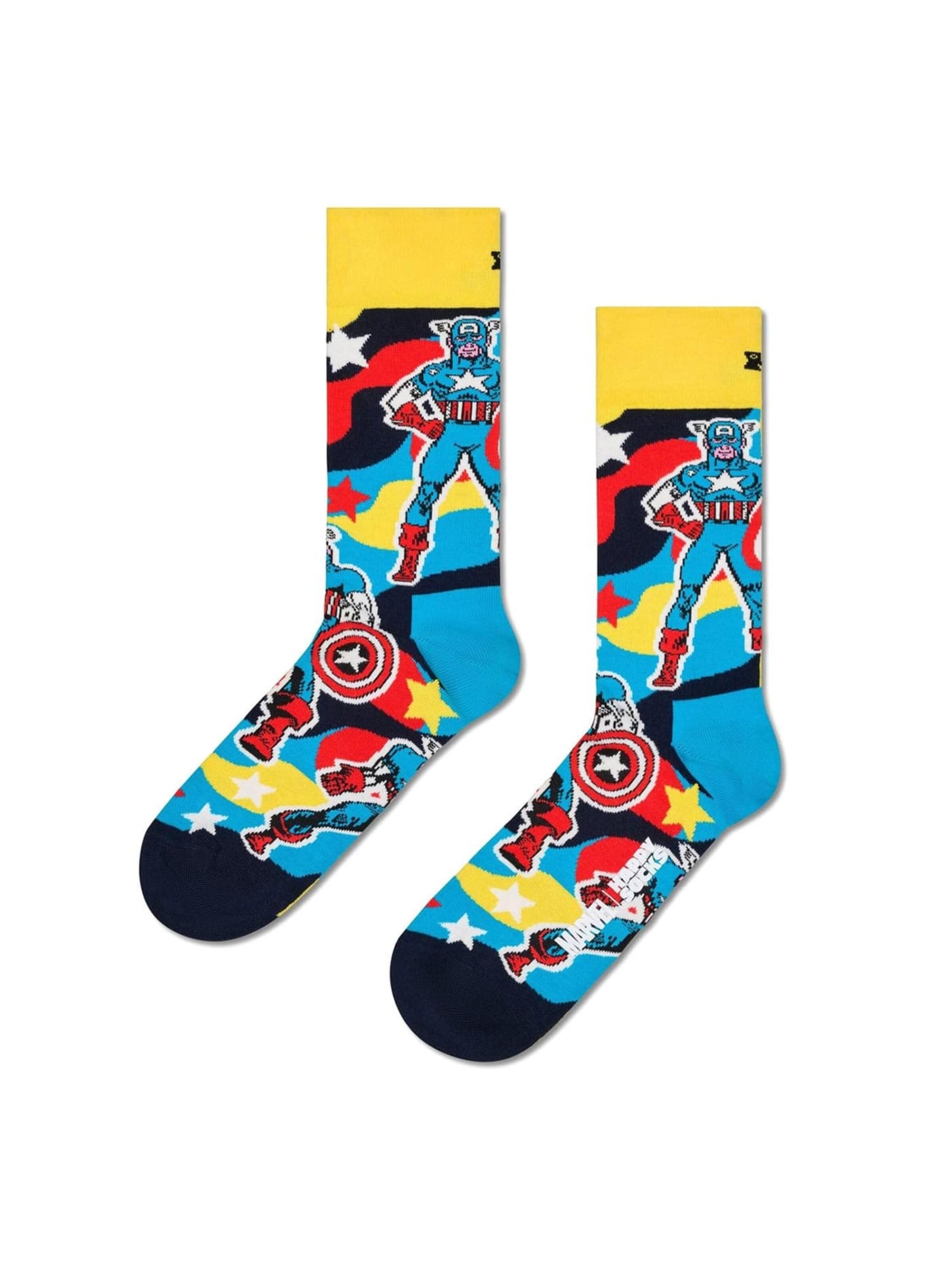 Happy Socks Socks 'Marvel Captain America' in Blue: front
