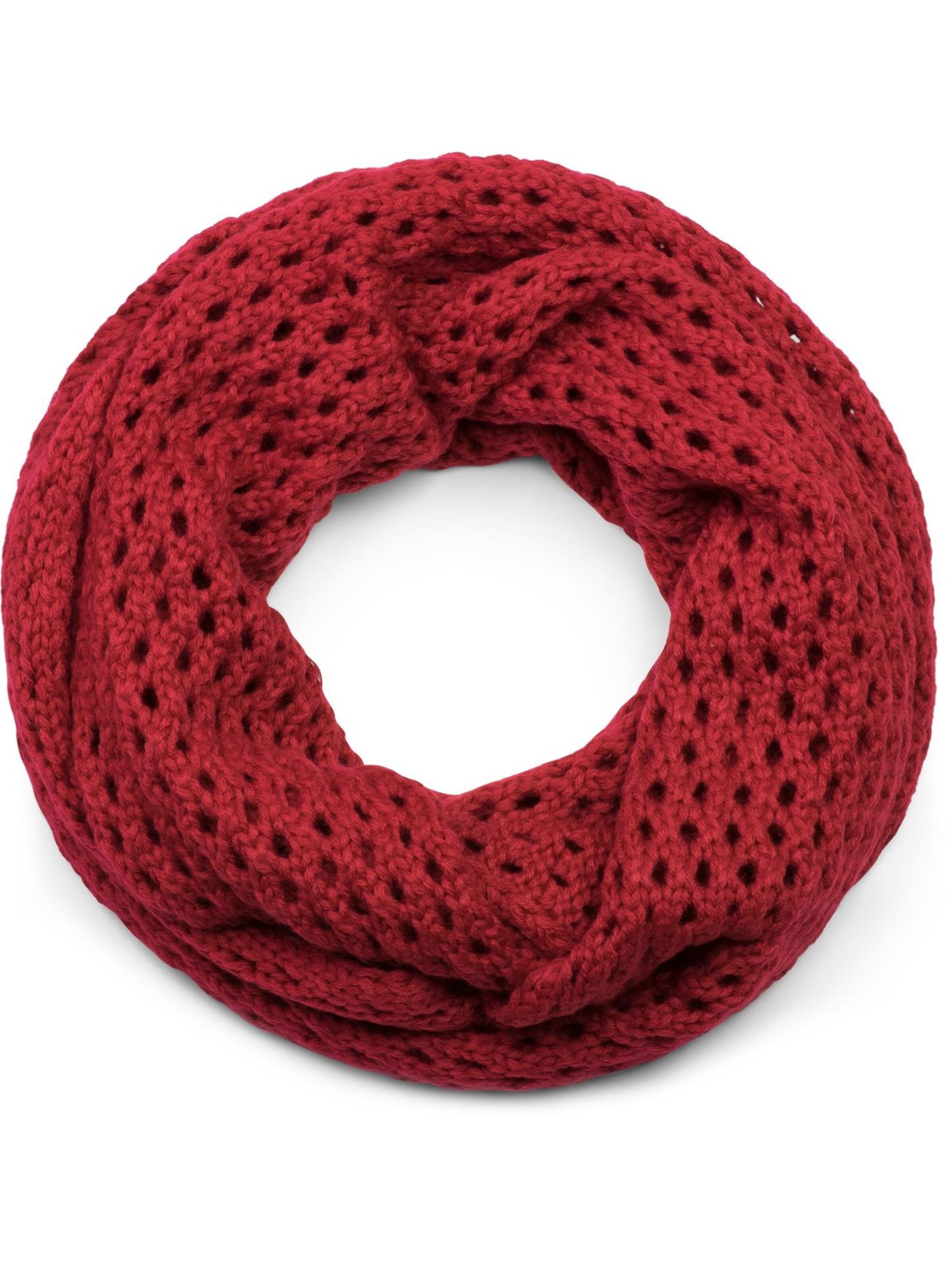 styleBREAKER Schlauchschal 'Strick Loop Schal mit Loch Muster'‌‌‌‌‌‌‌ in Rot: Vorderseite