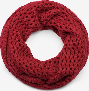 styleBREAKER Schlauchschal 'Strick Loop Schal mit Loch Muster' in Rot: Vorderseite