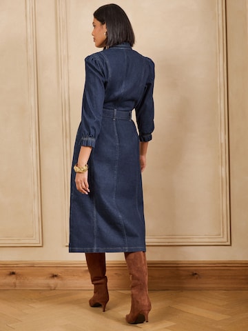 Robe-chemise love & roses en bleu