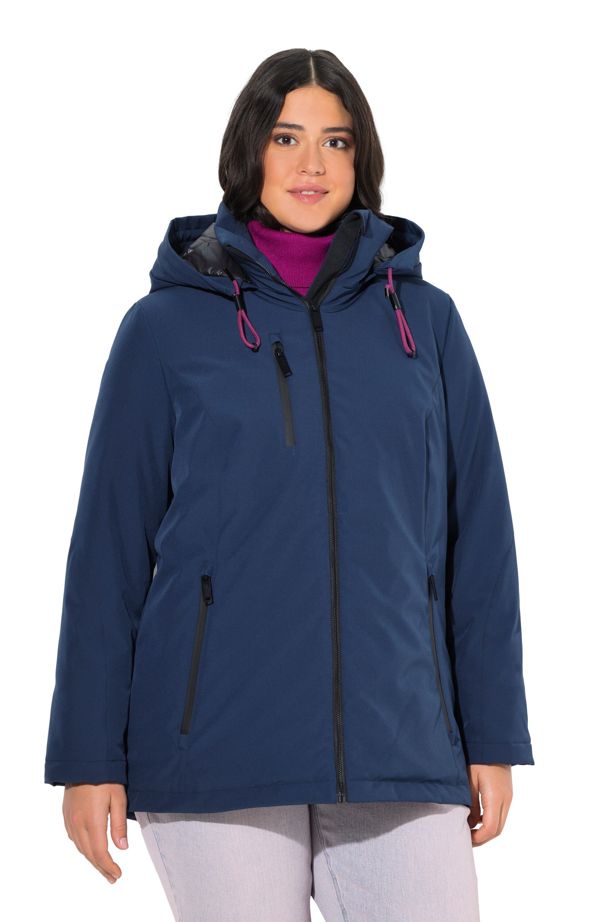 Ulla Popken Weatherproof jacket in Blue: front