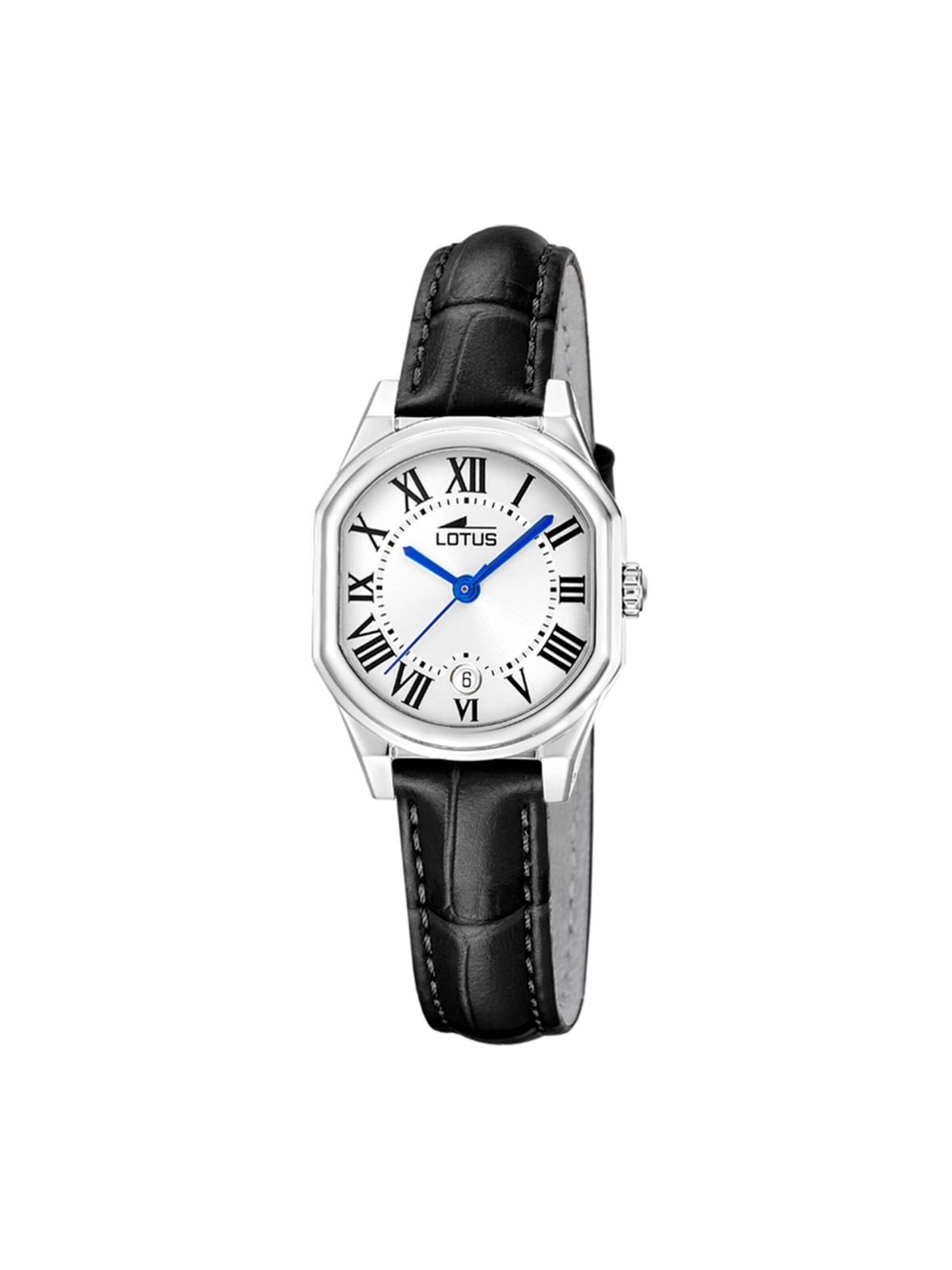 Montre à affichage analogique Lotus en argent : devant