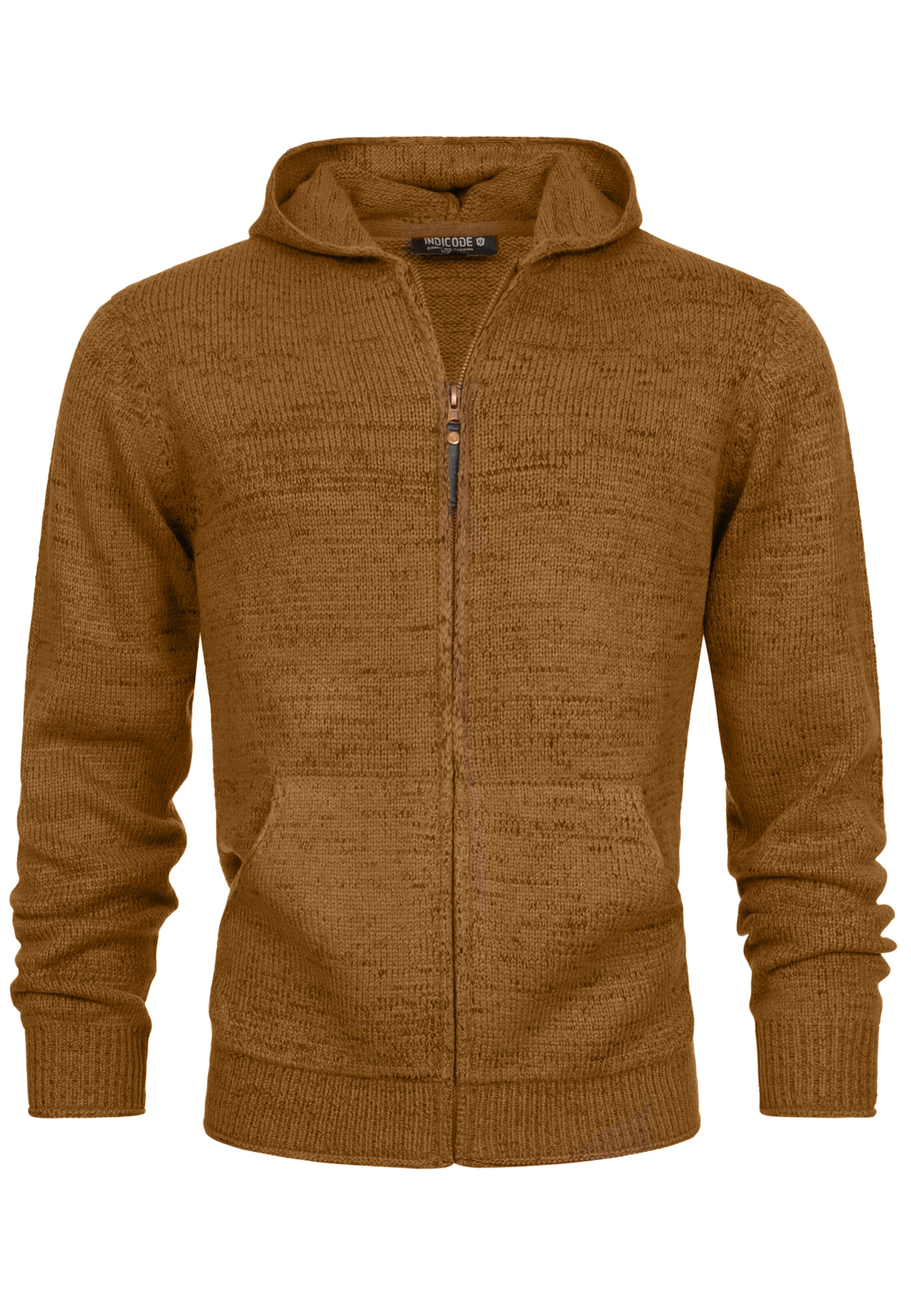 INDICODE JEANS Strickjacke 'Gage' in Braun: Vorderseite