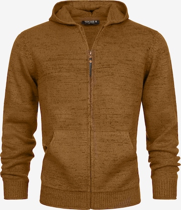 INDICODE JEANS Gebreid vest 'Gage' in Bruin: voorkant