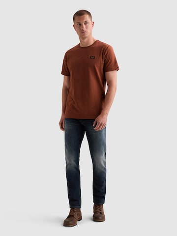 PME Legend Paita 'American Classic T-shirt in cotton with stretch' värissä ruskea