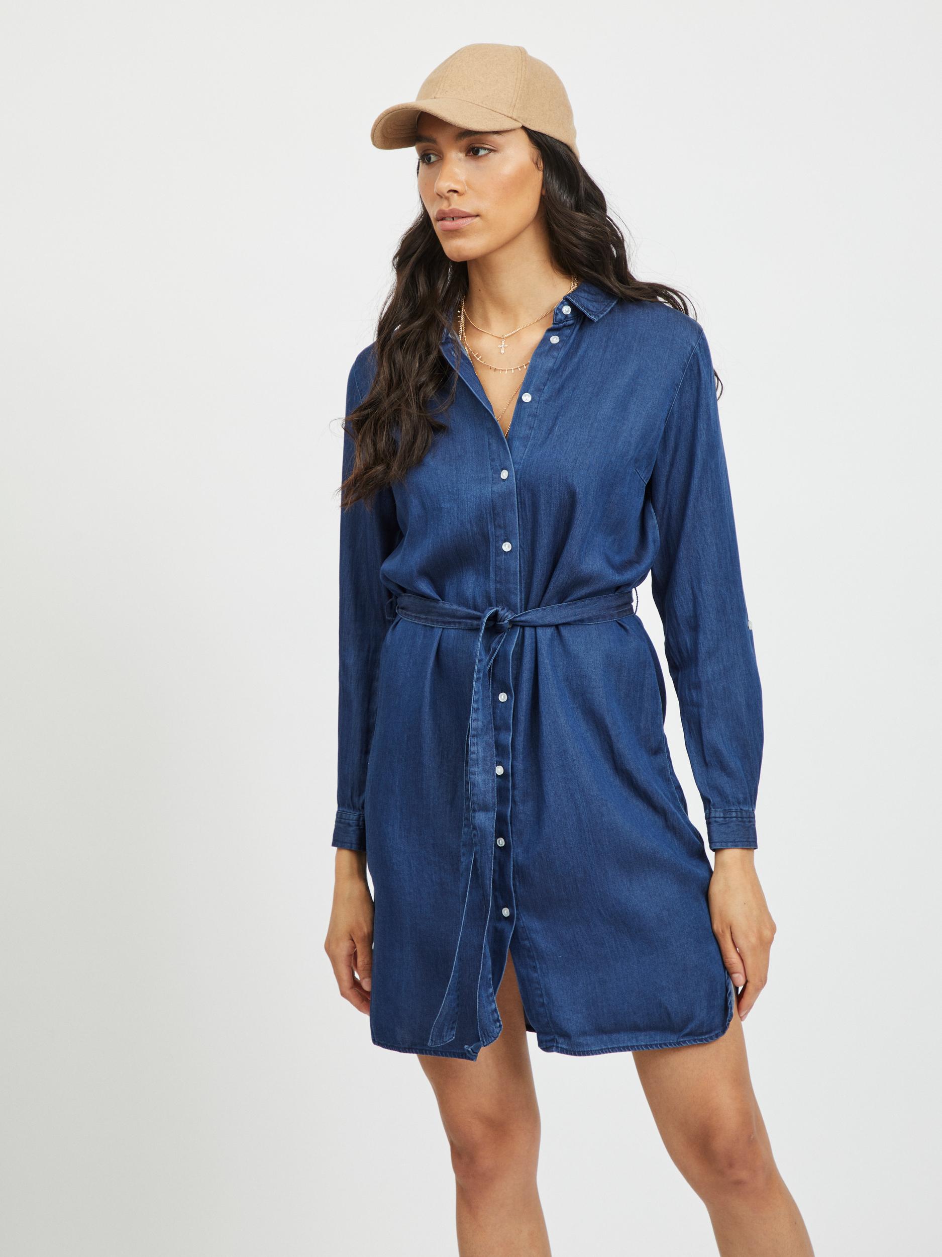 Odzież Plus size VILA Sukienka koszulowa Bista w kolorze Niebieskim 