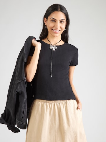 T-shirt QS en noir : devant