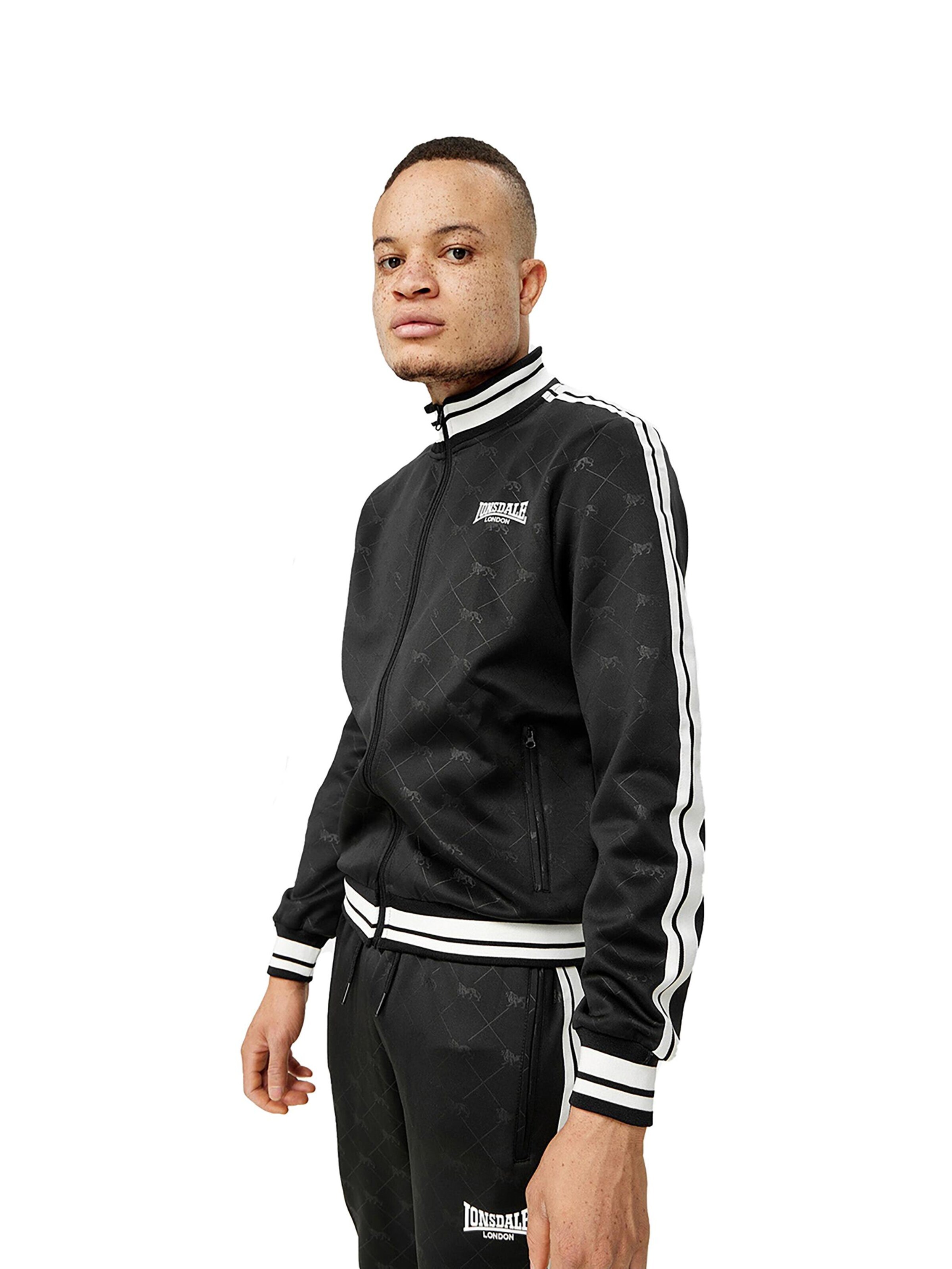 LONSDALE Tracksuit 'Ashwell' in Black