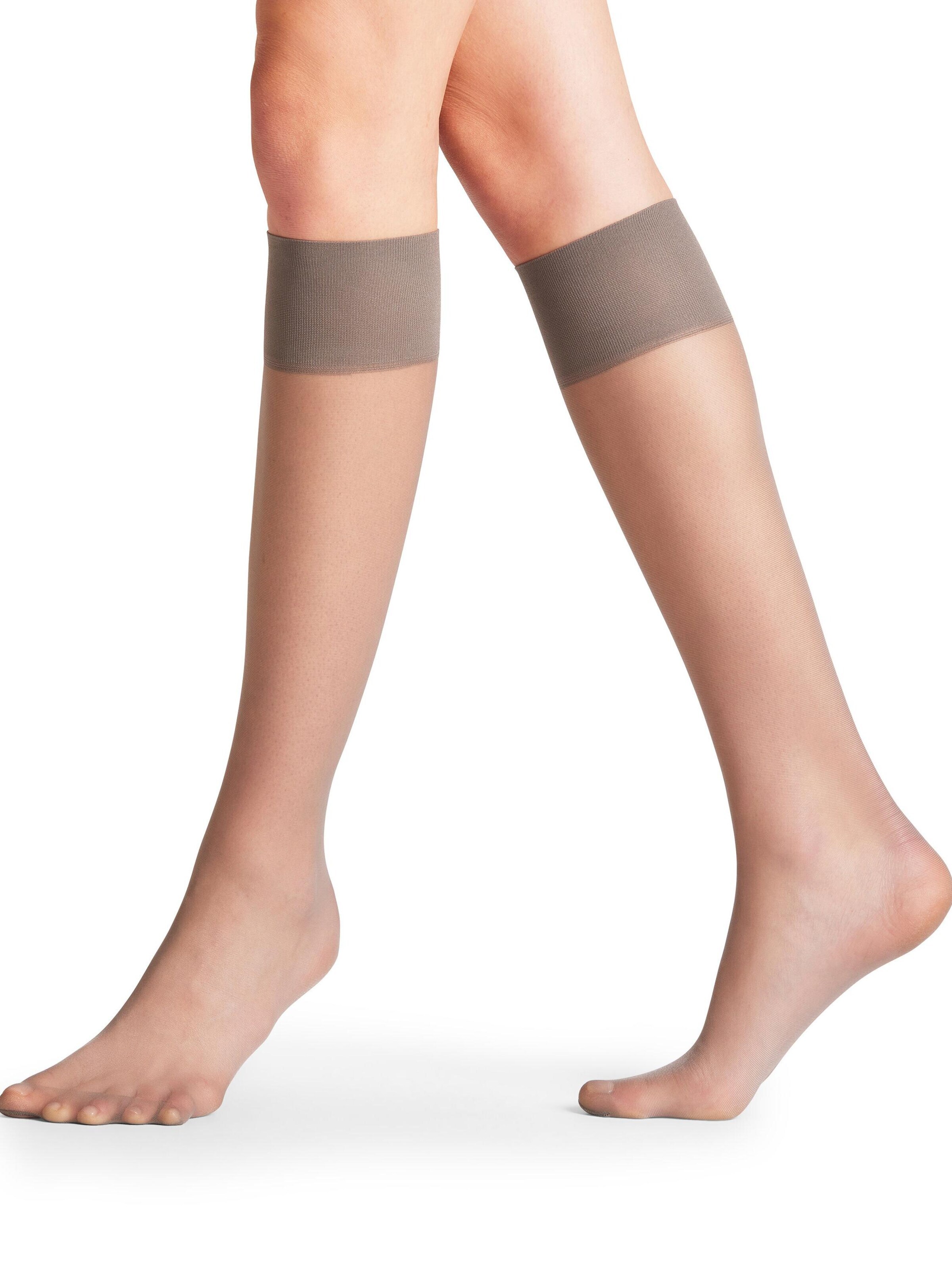FALKE Knee High Socks 'Pure Matt' in Grey: front
