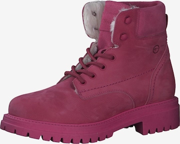 TAMARIS Lace-Up Ankle Boots in Pink: front