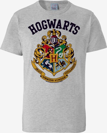 LOGOSHIRT T-Shirt 'Harry Potter - Hogwarts' in Grau: predná strana