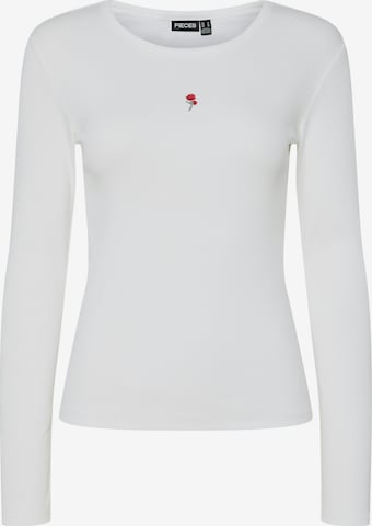balta PIECES Marškinėliai 'PCMAY': priekis