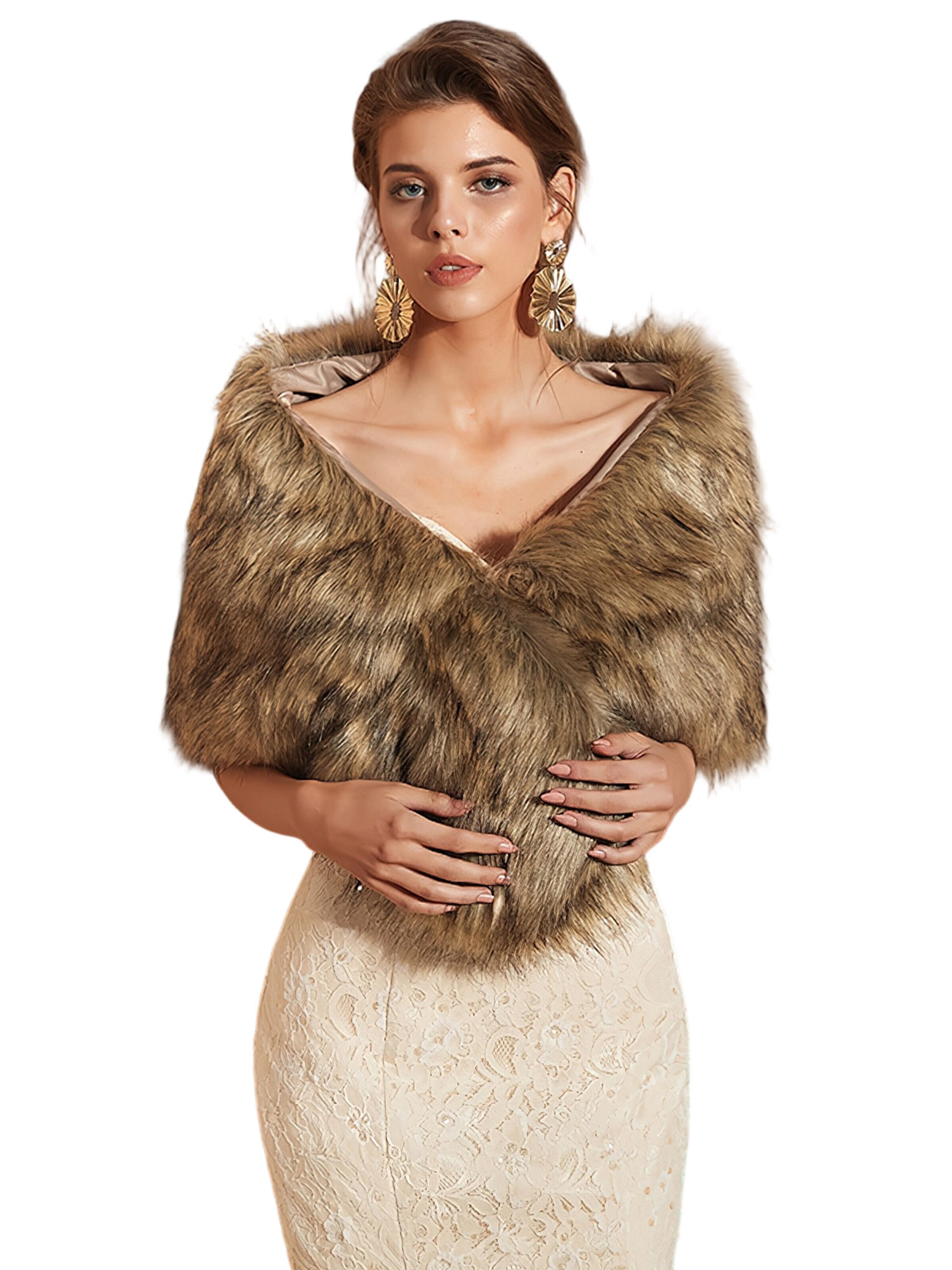 Magicshe Wrap 'Winter Dicker Kunstfell Stola' in Red