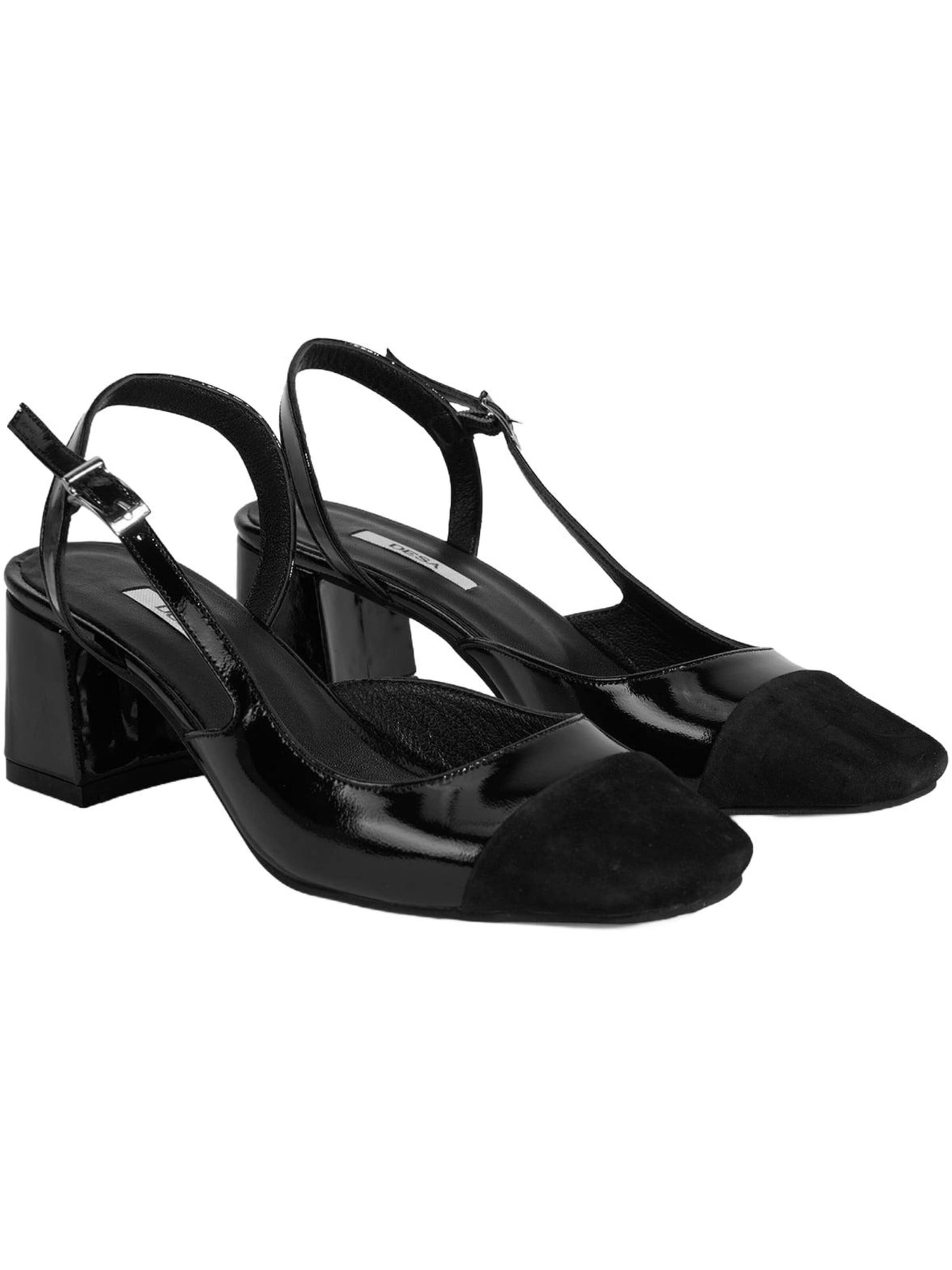 Desa Slingback Pumps 'Blockabsätze' in Black: front