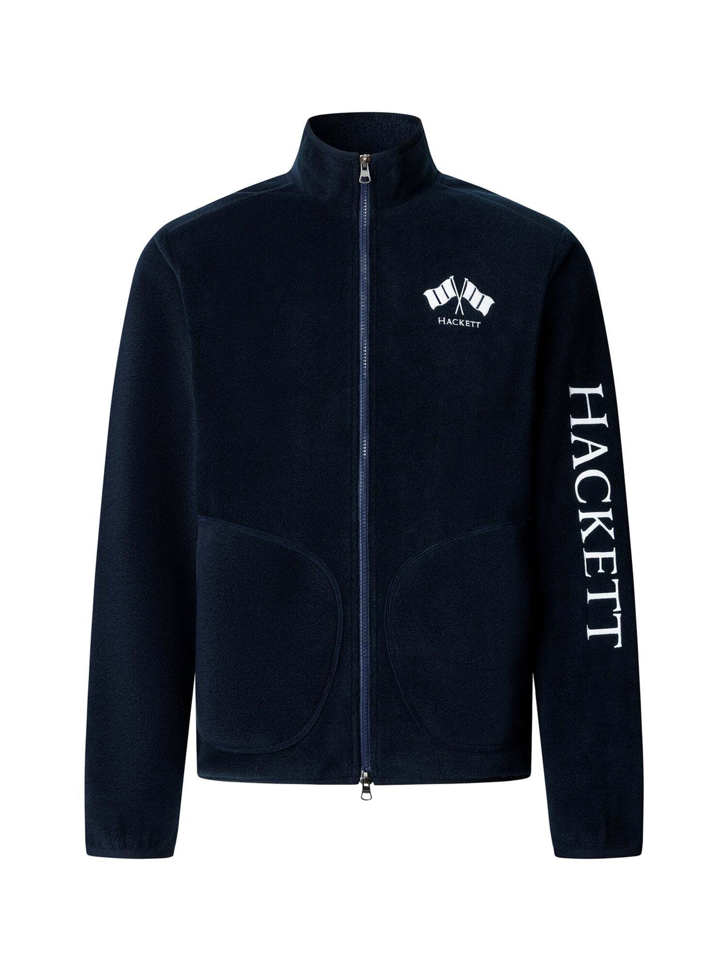 Hackett London Fleece jas in Blauw: voorkant