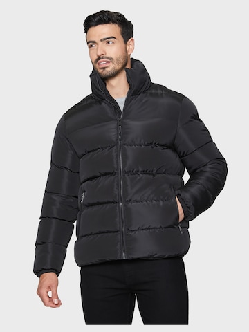 Threadbare Winter Jacket 'Funnelweb' in Black: front